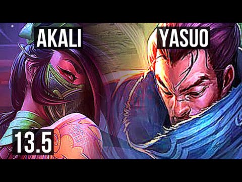 AKALI vs YASUO (MID) | 10/0/2, 73% winrate, Legendary | KR Challenger | 13.5
