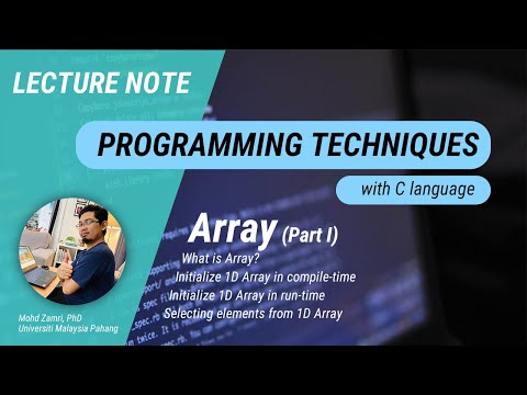 Lecture Note Array Part I 1 Dimensional Array