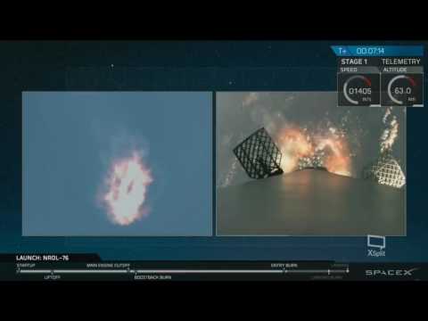 SpaceX NROL 76 mission, Live, 1e stage separation, re-entry and landing of the Falcon 9 rocket