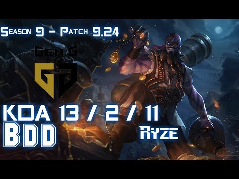 Gen BDD RYZE vs IRELIA Mid - Patch 9.24 KR Ranked