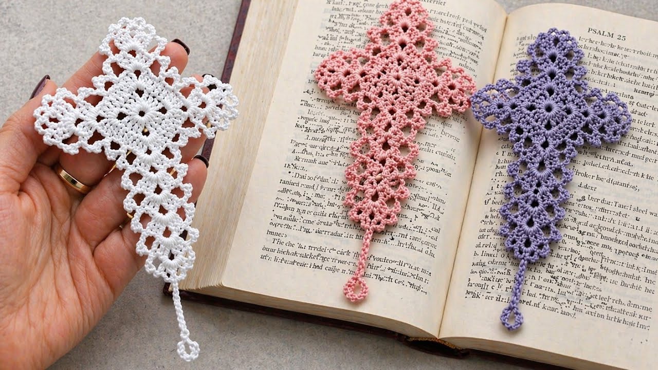 WOW💯💫SUPER Easy Crochet CROSS Bookmark Pattern 😍 New Crochet Cross Bookmark Tutorial ❤️