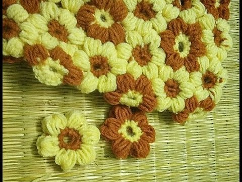 Crochet mollie flower: how to make crochet mollie flower/puff stich flower
