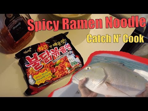 Spicy Ramen Noodle Challenge with Fish | Catch N Cook
