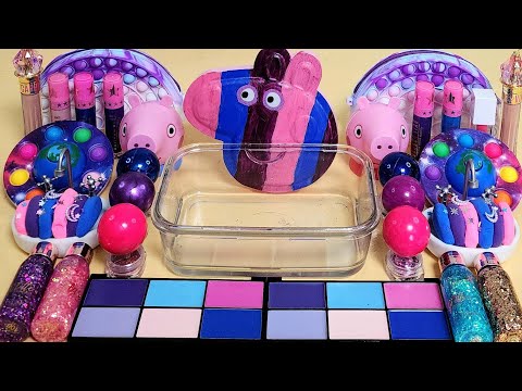 Galaxy Peppa Pig Slime Mixing Makeup,Parts,Glitter Into Slime!Satisfying Slime#asmr#satisfying#slime
