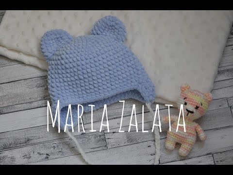 Вязаная шапка крючком/Шапка из плюшевой пряжи