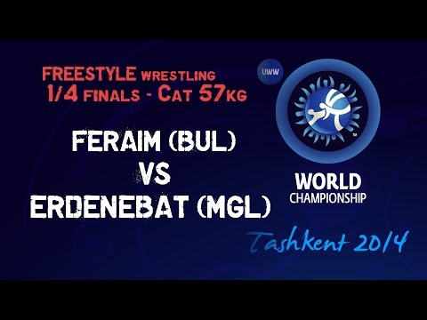 Quarterfinal - Freestyle Wrestling 57 kg - M. FERAIM (BUL) vs B. ERDENEBAT (MGL) - Tashkent 2014