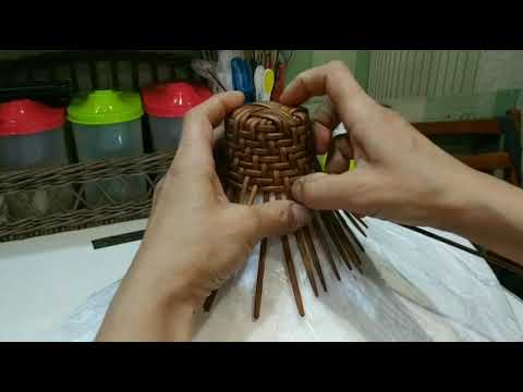 Абажур. Плетение из бумажной лозы.