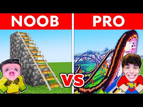 NOOB VS PRO: COSTRUIAMO LE MONTAGNE RUSSE NELLA BATTAGLIA DI COSTRUZIONI su MINECRAFT!