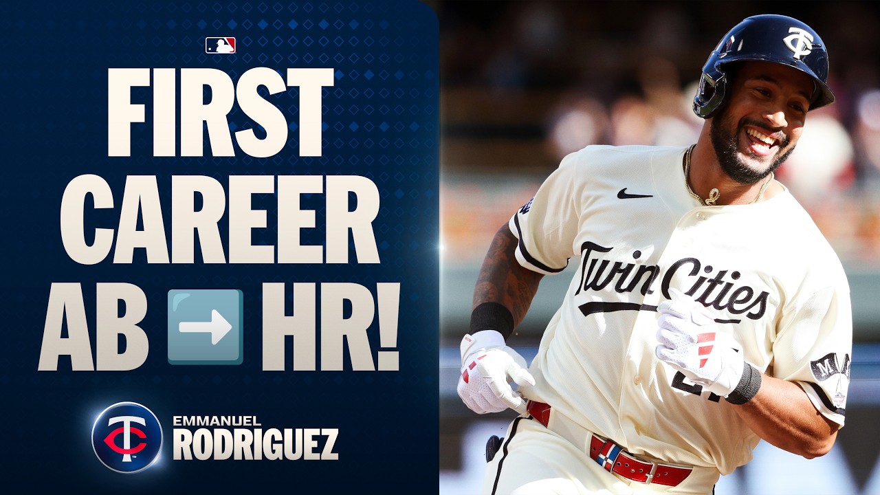 Emmanuel Rodriguez goes deep in his FIRST CAREER AT-BAT 😲 | MLB Highlights