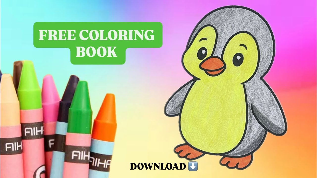 Draw coloring Penguin for Kids🌈🐧  printable page for coloring 