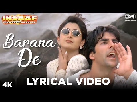 Barana De Lyrical Video - Insaaf | Akshay Kumar, Shilpa Shetty | Abhijeet | Anand-Milind | 90's Hits