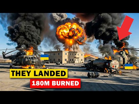 Украинский беспилотник позволил приземлиться двум российским Ми-8, после чего взорвалась авиабаза...