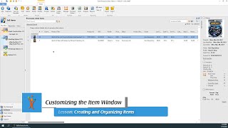 Download the video "Creating and Organizing Items: Customizing the Item Window"