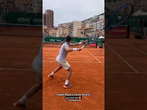 Casper Ruud (ATP No 7) practicing with Carlos Alcaraz (ATP No 3) at the Monte-Carlo Masters #tennis