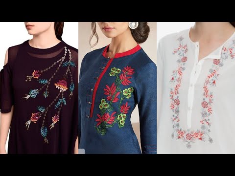 Womens embroidered tops and shirts