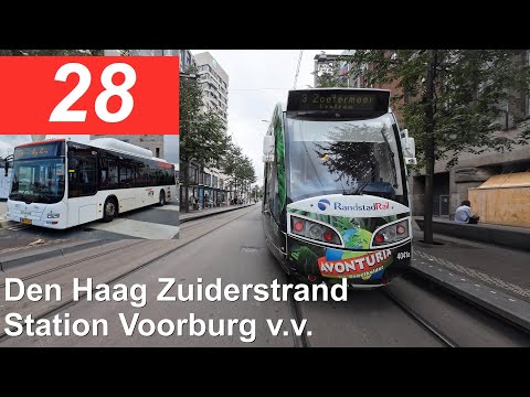 HTM lijn 28: Den Haag Zuiderstrand - Voorburg Station - Den Haag Zuiderstrand | HTM 1077 | 2023