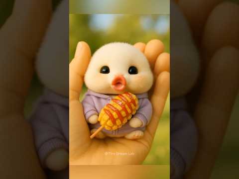 Yum-Mo Chu Chu~❤️ Eats Korean Corn Dog 🌭 – So Crunchy! #cute #funny #eating