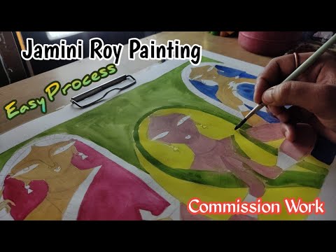 How to draw jamini roy painting /#jaminiroy water colour/easy process#sujayartcraft#indianartist