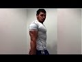 Jnr Bodybuilder - Tight Tshirt flexing in gym