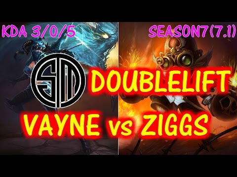 TSM Doublelift Vayne vs Ziggs - Solo Ranked full game - Patch7.1【LOL NA】