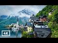Rain Walk In Misty Hallstatt Austria Cozy Fairytale Alpine Village Ambience 4K Binaural