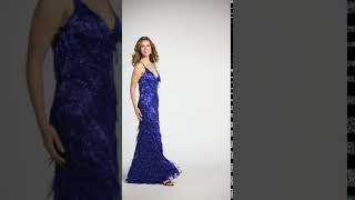 Primavera Couture 3213 Long Beaded Fringe Backless Formal Dress Prom