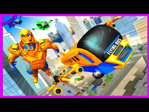 Flying Bus Robot Transform War: Robot Hero Game Android gameplay