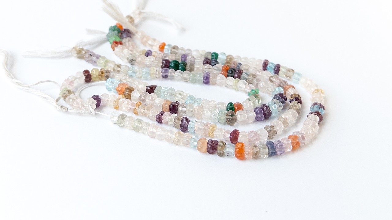 Multi Stone | Carved Pumpkin | 5-5.7mm Bead Size | 20cm Strand Length video