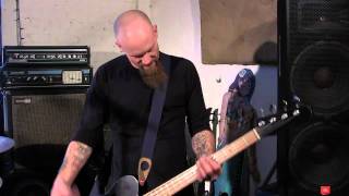 Nick Oliveri shows off his new EchoPark Bass Guitar.