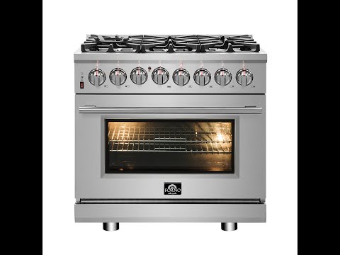 FFSGS6125-36 - 36″ FORNO Dual Fuel  Range with Electric Oven Pro-Style 6 Italian Burners 83,000 BTU