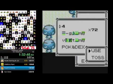 Pokemon Yellow Catch em All Speedrun in 2:22:34 ("World Record" Kappa)