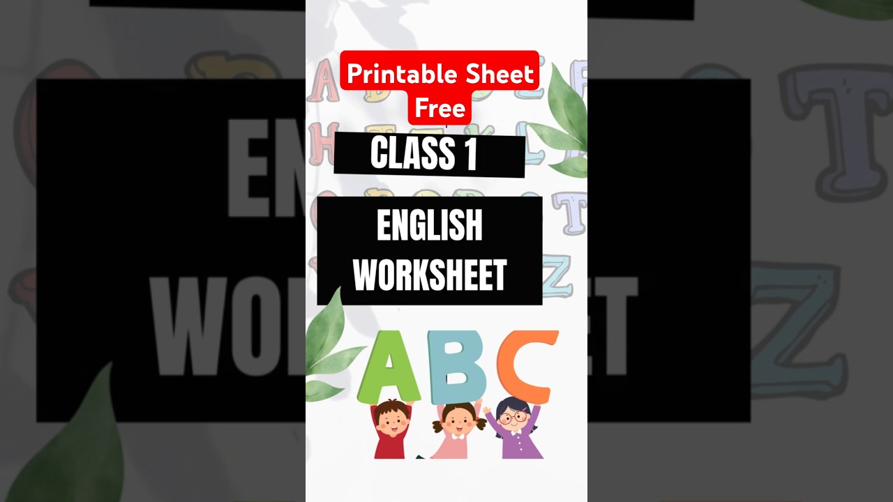 Class 1 English Worksheet PDF Printable | Standard 1 English Practice sheet download | #shorts