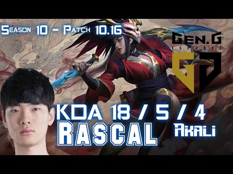 Gen Rascal AKALI vs GANGPLANK Top - Patch 10.16 KR Ranked