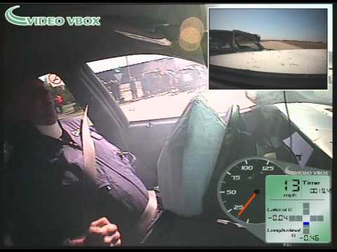 Airbag goes off in human guinea pig crash test