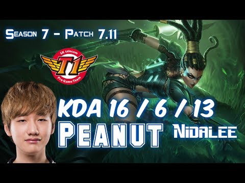 SKT T1 Peanut NIDALEE vs ELISE Jungle - Patch 7.11 KR Ranked