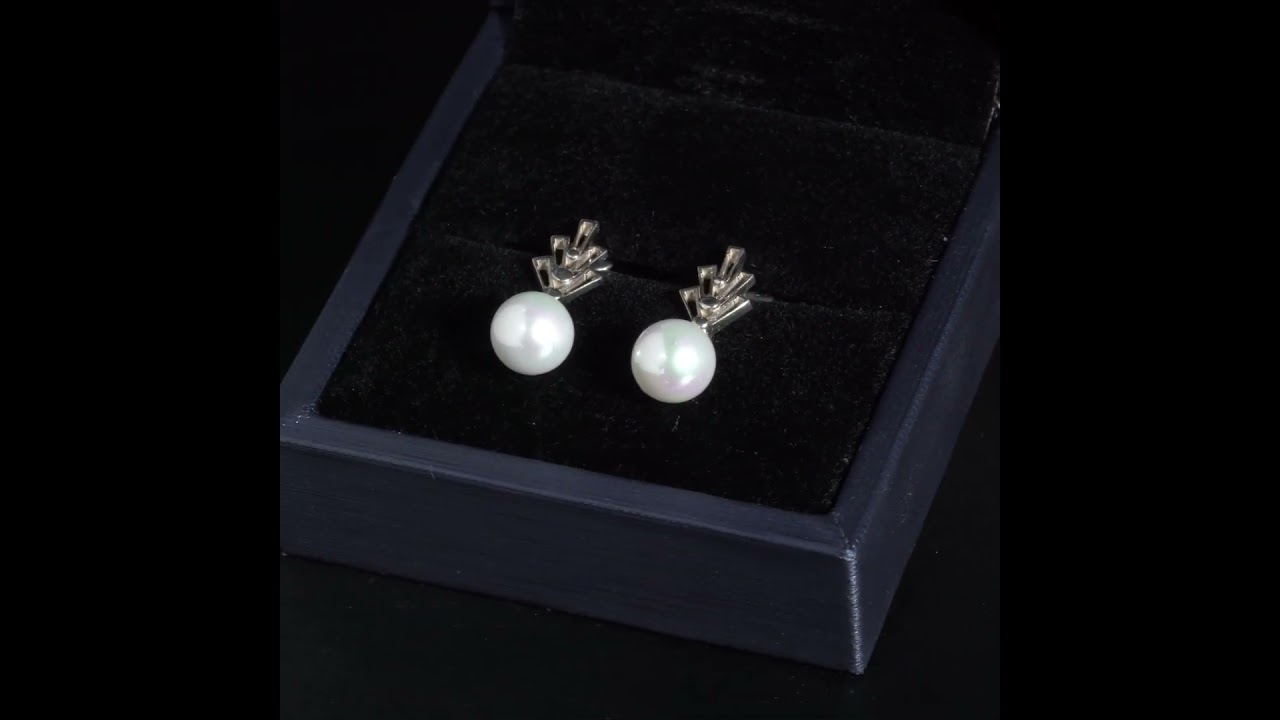 Khuyên tai bạc ECJ31 Dainty Pearl Droplets s925 ChariotJewelry