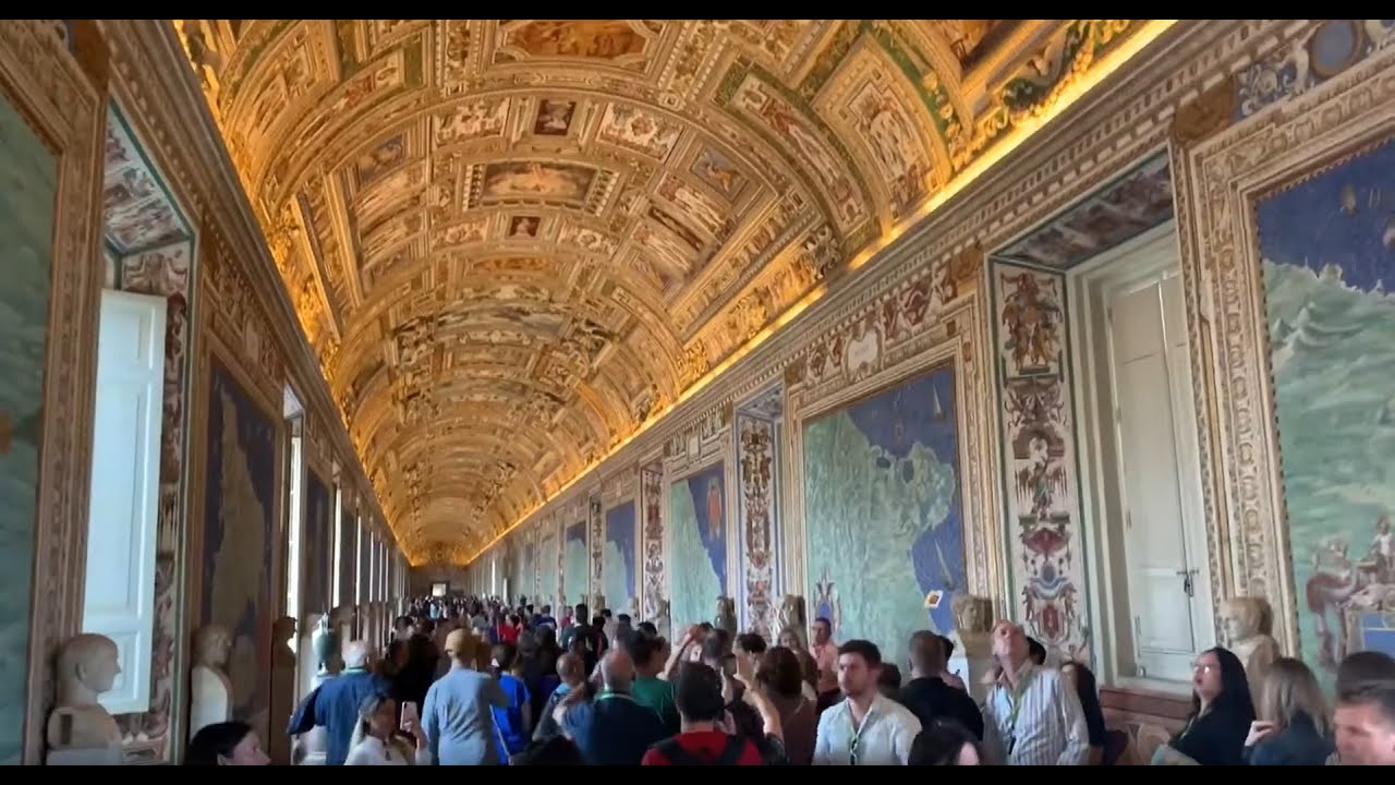 4K Gallery of Maps or the Map Room at the Vatican Museum - Rome Italy - ECTV