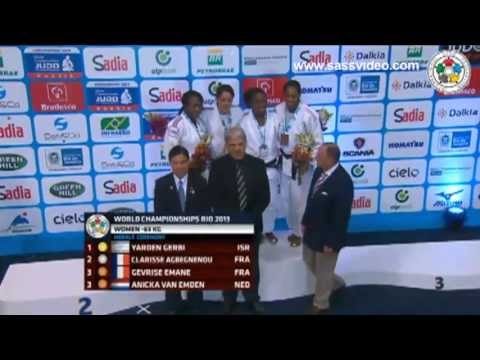 World Judo Championships Rio 2013 -63kg AWARDS CEREMONY - Yarden Gerbi - Gold [Eng. Commentary]