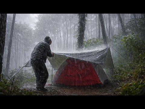 Solo Camping in Heavy Rain | Very Heavy Rain & bad weather the tent was almost flooded
