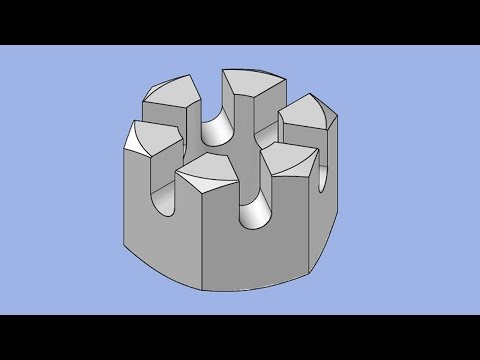 Making M10 Metric Slotted Nut in Autocad 3D