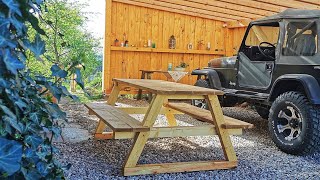 Anleitung stabilen Picknicktisch Picknickbank Bierbank Sitzgruppe für den Garten selbst bauen