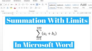 How To Write Summation With Limits In Microsoft Word | Type Summation In MS Word