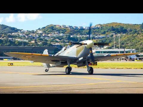 World War II legend Spitfire Landing at Wellington - Airside View