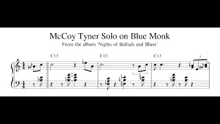 McCoy Tyner Solo on Blue Monk - Piano Transcription (Sheet Music in Description)