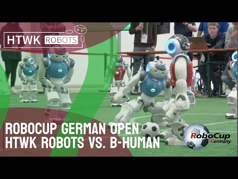 HTWK Robots vs. B-Human (RoboCup Robofootball German Open 2024) With Commentary