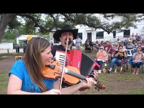 Chris Rybak Band with fiddler Bonnie Riley, "Orange Blossom Special" at Shiner Czechfest, 4/27/24
