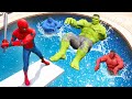 GTA 5 Spiderman Vs Red Hulk Vs Blue Hulk Vs Green Hulk Water Fails Ragdolls Euphoria Physics