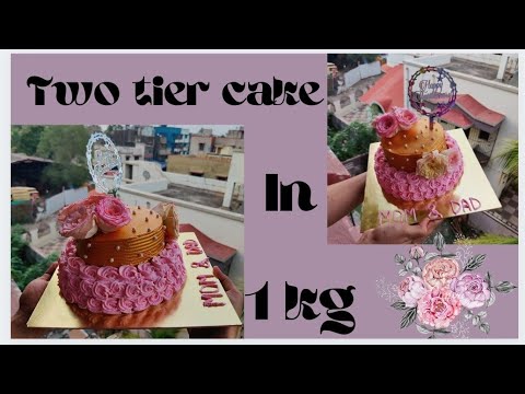 two tier cake in 1kg || two tier cake || easy cake tutorial || easy cake making || cake tutorial