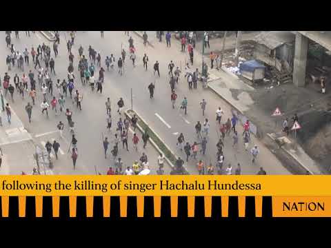 Ethiopians protest in July 2020 following the assassination of Hachalu Hundessa