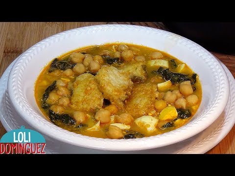 POTAJE RÁPIDO DE GARBANZOS CON BACALAO Y ESPINACAS. Loli Domínguez - Recetas paso a paso, tutorial